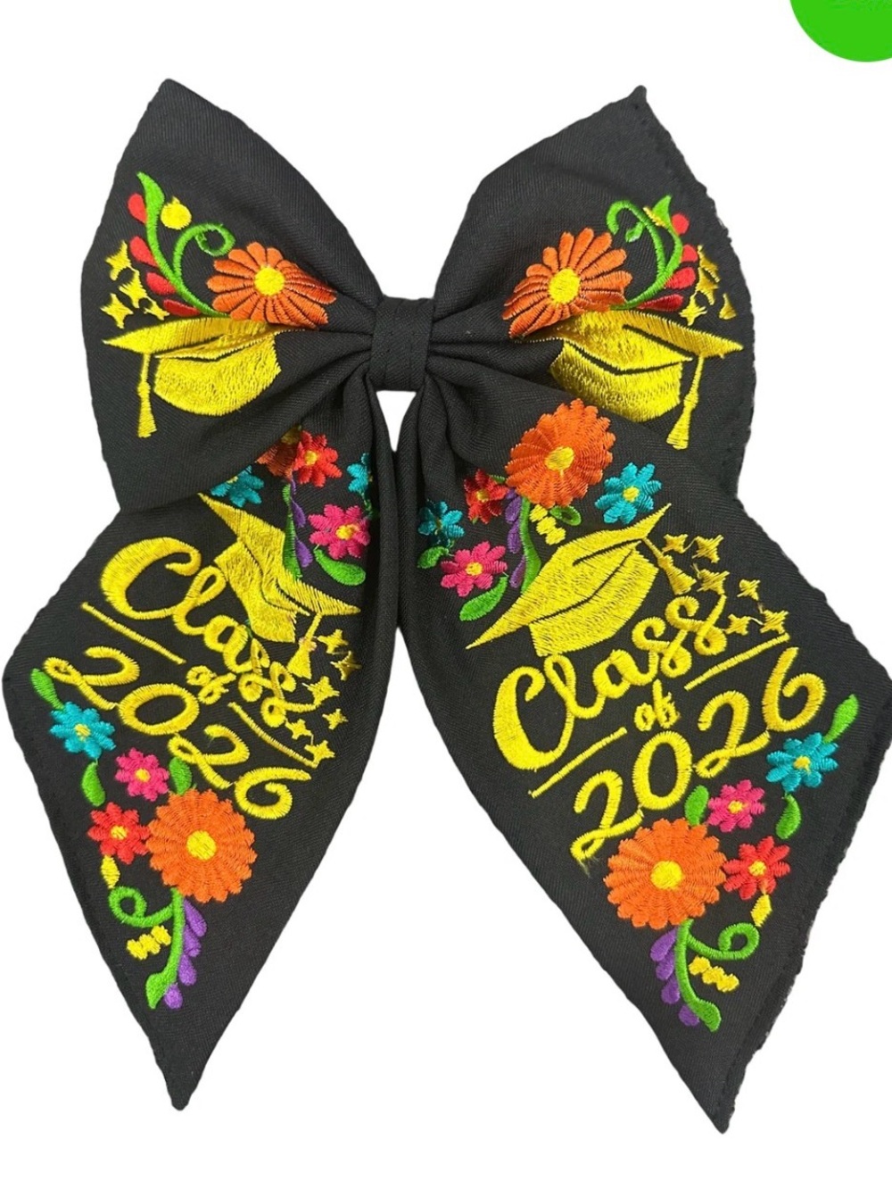 Black Embroidered 'Class of 2026' Graduation Bow